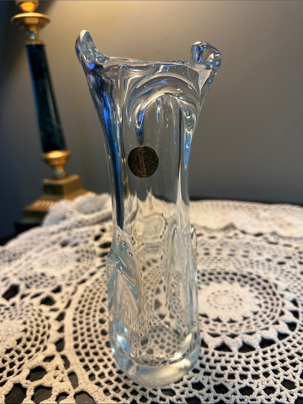 Vintage Swung Clear Glass Decorative Bud Vase - Elegant Home Accent